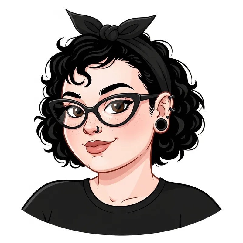 Confident Alternative Style Cartoon Woman Illustration