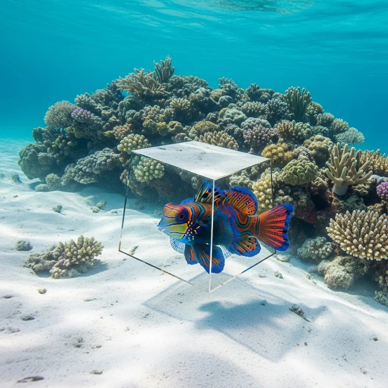 Vibrant Mandarinfish Metamorphosis in Crystal Clear Sea Vibrant Mandarinfish Metamorphosis in Crystal Clear Sea