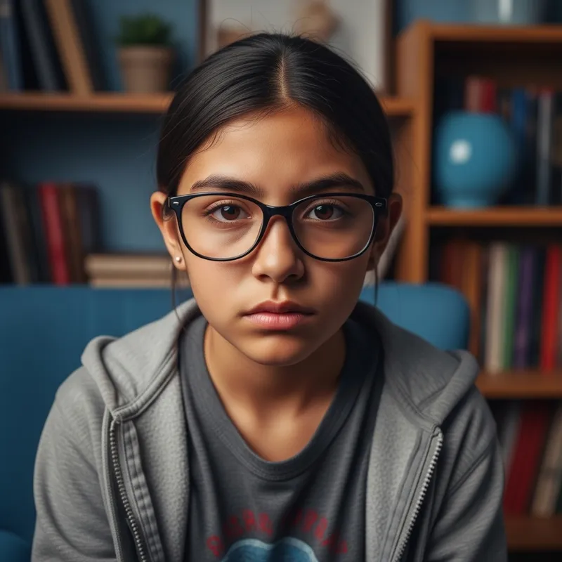 Traumatic Young Hispanic Girl with Glasses | Strong Spirit