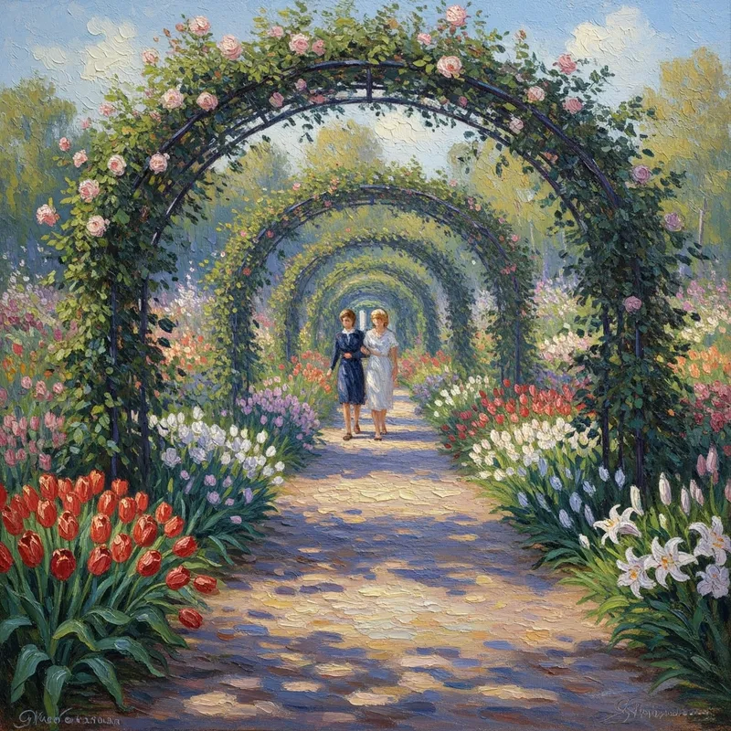 Impressionist Public Garden: A Floral Wonderland
