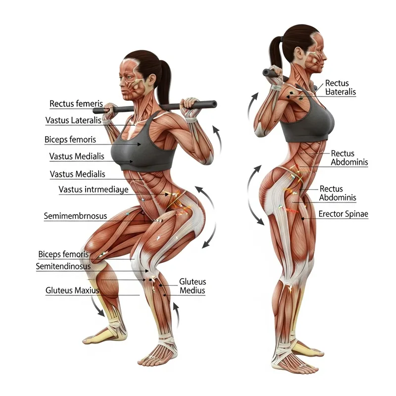 Female Muscle Anatomy: Squat Exercise Breakdown