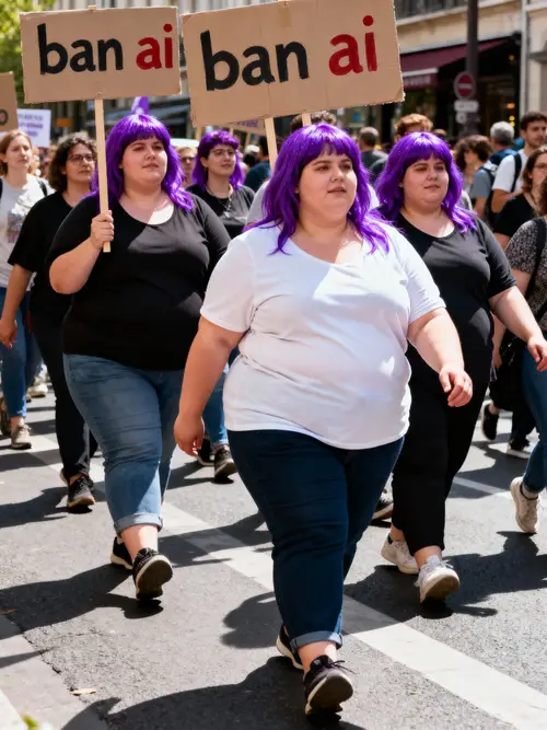 Obese Protesters Against AI: Voices for Change