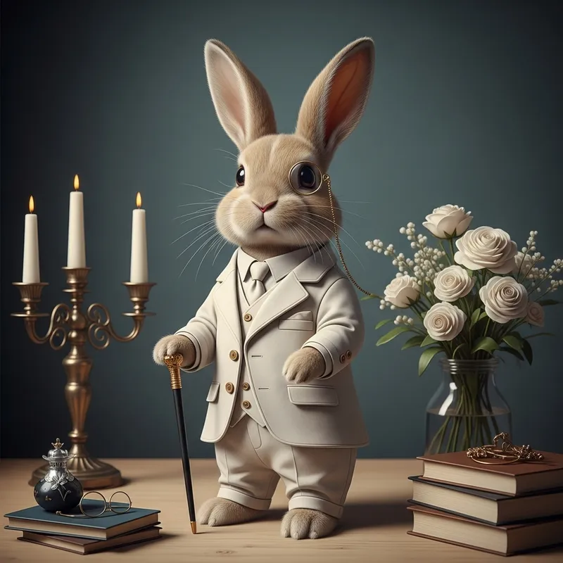 Charming White Suit Rabbit | Dapper Attire