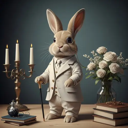 Classy White Suit Rabbit | Elegant Attire