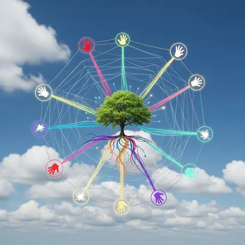 Interconnected Web of Colorful Relationship Strands | Unity & Support