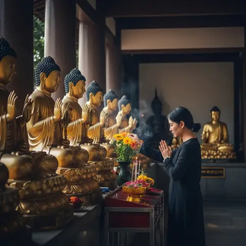 Temple Visit: Praying to Buddha and Bodhisattvas in Serene Environment