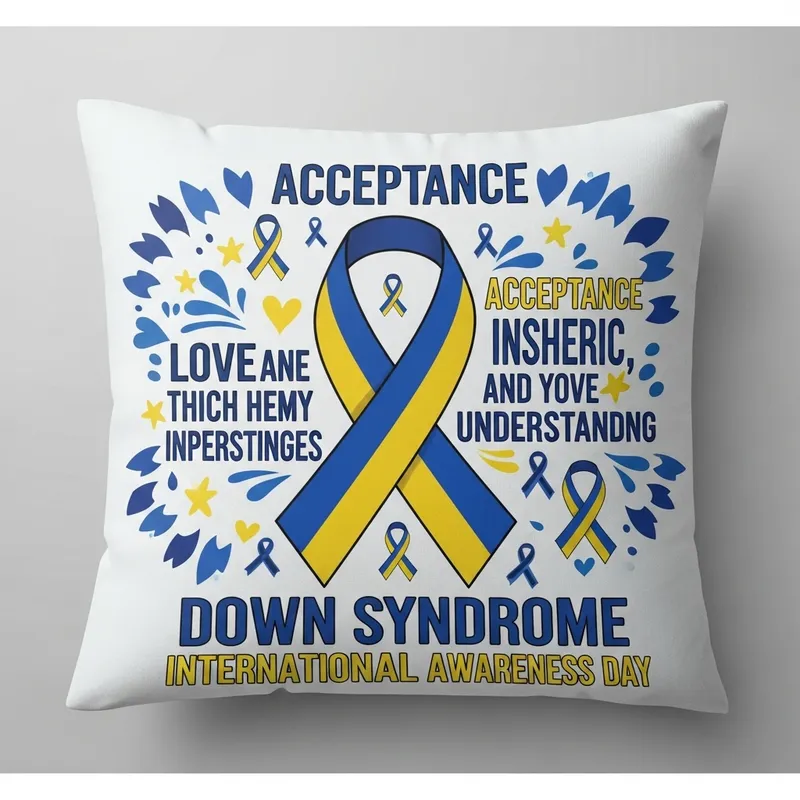 Down Syndrome Awareness Cushion Design | Blue & Yellow Theme