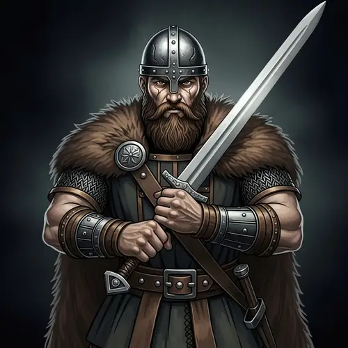 Bearded Viking Warrior with Sword