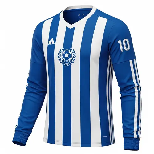 Blue Soccer Jersey with White Stripes | Official '10' Player Shirt