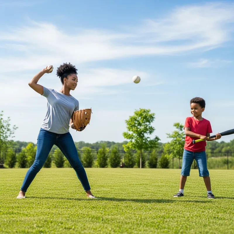 Young Black Mother Teaching Son Baseball | Loving Bonding Moment