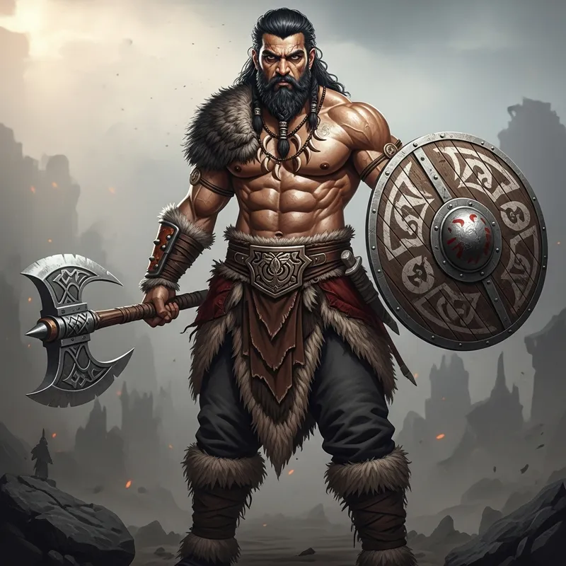 Intimidating South Asian Barbarian | Muscular Warrior