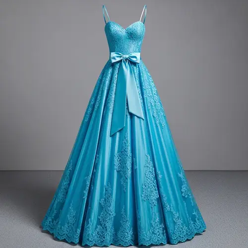 Elegant Aquatic Blue Dress - Regal Sophistication