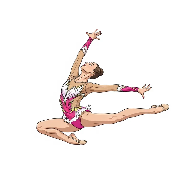 Beautiful Rhythmic Gymnast in Pink & Gold | Graceful Flying Jump