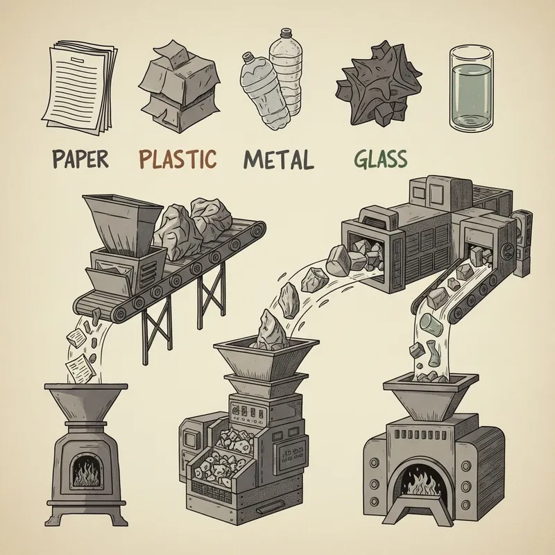 Abstract Recycling Methods: Paper, Plastic, Metal & Glass