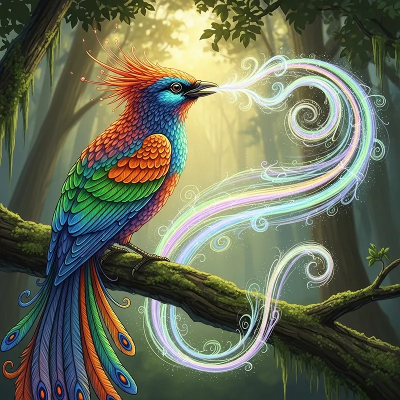 Healing Songbird Illustration - Vibrant Art