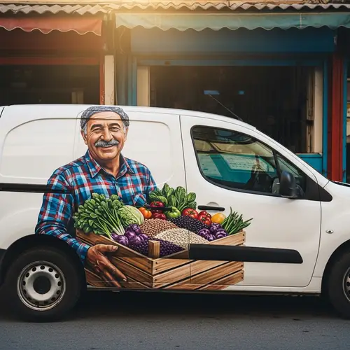Vibrant Middle-Eastern Farmer Mural on Peugeot Partner Van