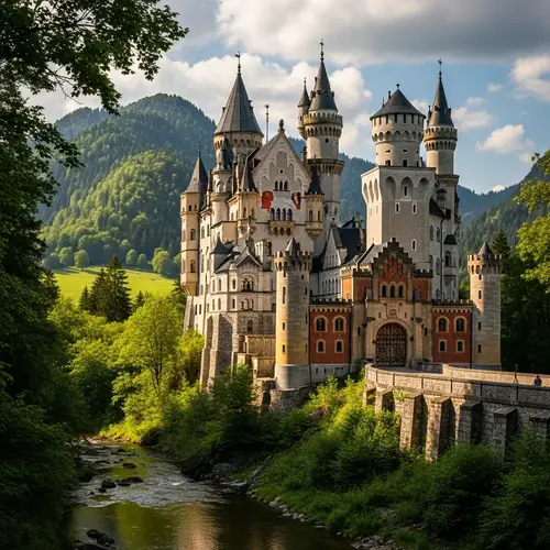 Majestic German Castle Amidst Nature's Beauty