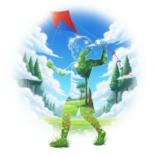 Transparent Boy Playing in Nature