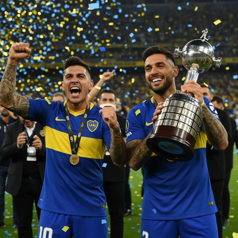 Lionel Messi and Cristiano Ronaldo Lift Libertadores Trophy with Boca Juniors