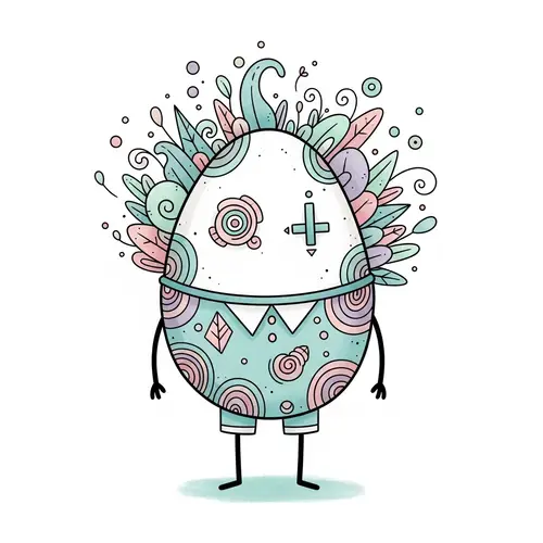 Whimsical Egg-shaped Humanoid Artwork