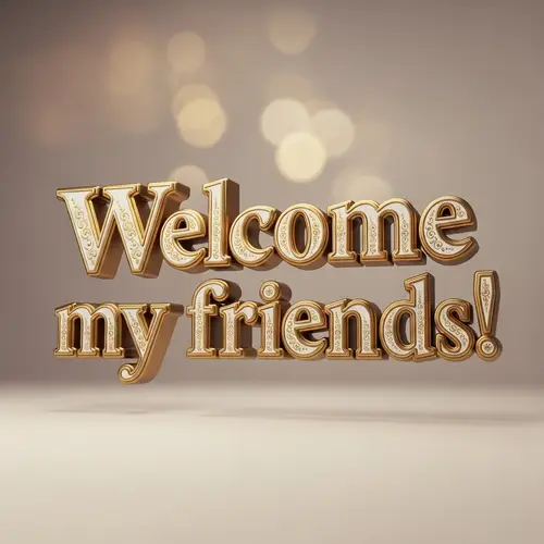 3D Welcome My Friends Inscription - Elegant Design