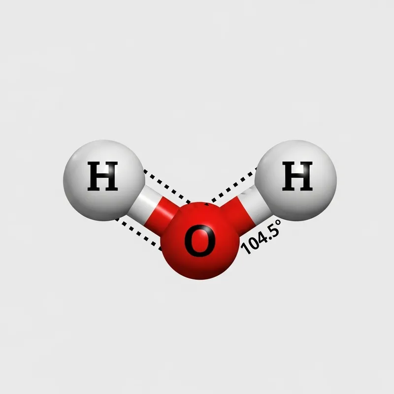 Detailed 3-D Water Molecule Model: Oxygen and Hydrogen Atoms