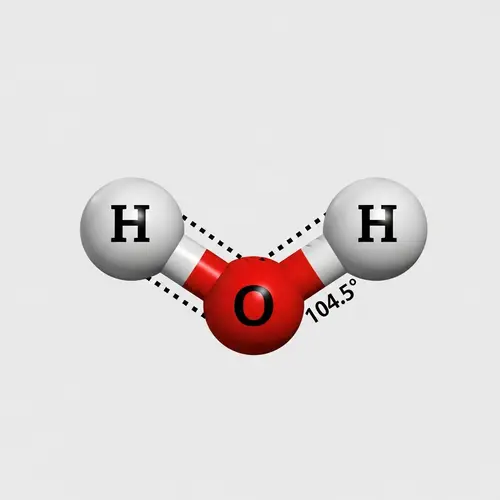 3D Model of Water Molecule: Oxygen and Hydrogen Atoms
