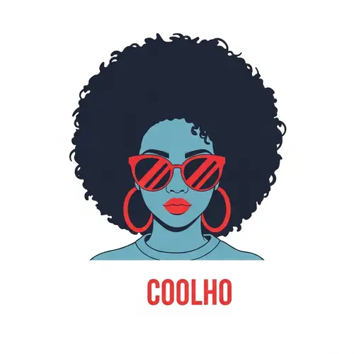 Minimalist Digital Art: Stylish African Girl with Afro & Retro Sunglasses