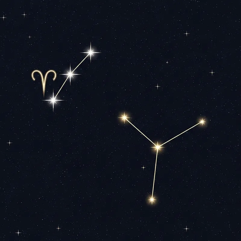 Aries and Virgo Constellations in Night Sky
