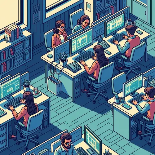 Vibrant Digital Art of a Modern Office Space