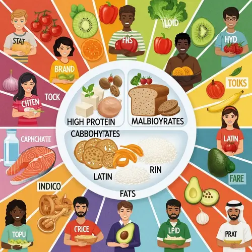 Diverse Food Items: Protein, Carbs, Fats, Vitamins & Minerals