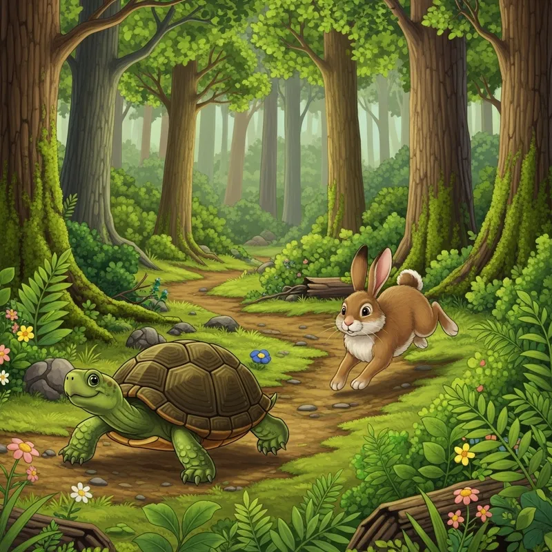 Turtle vs Rabbit Race in Enchanted Forest | Epic Nature Scene