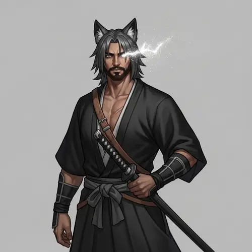 Middle-Eastern Samurai/Ronin with Glowing Eye - Dark Clothed Trickster