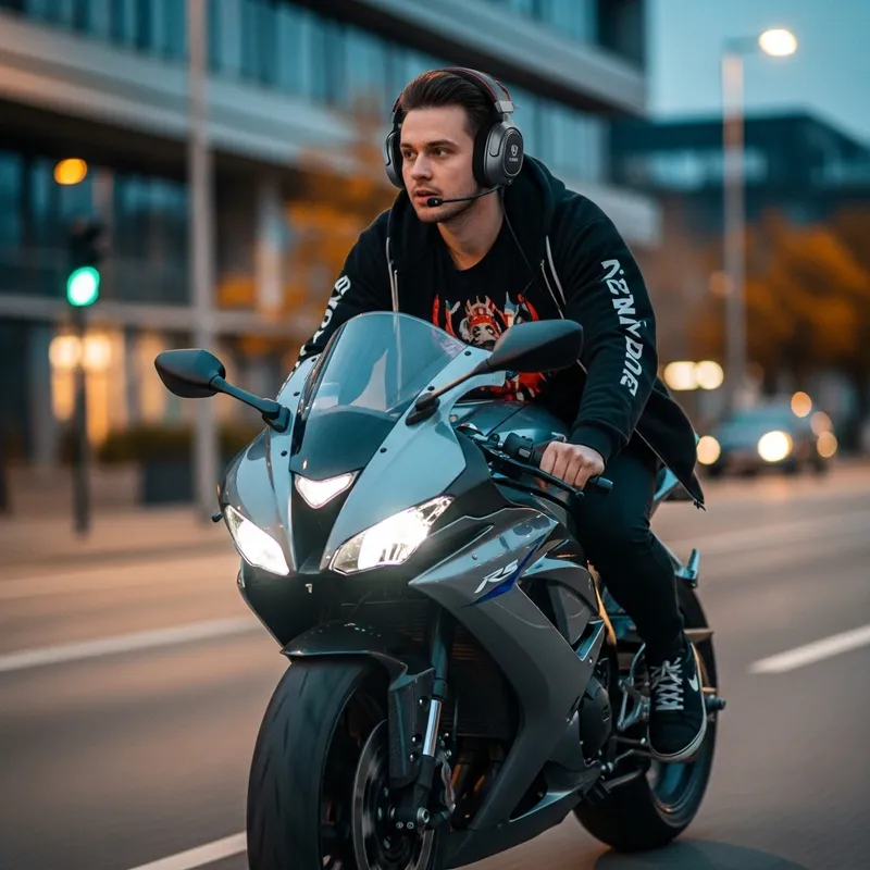 Generic Live Streamer Riding Motorcycle