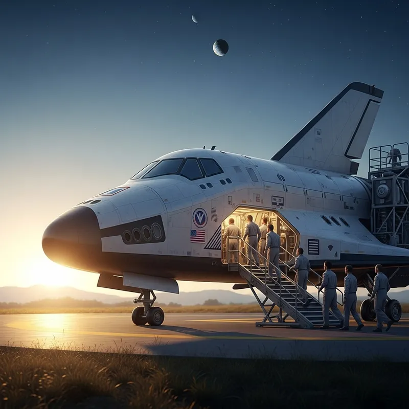 Futuristic Spaceship Launch - People Prepare for Space Voyage