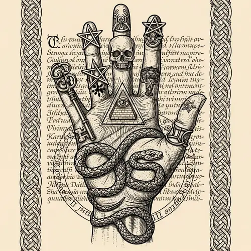 Victorian Era Medical-Style Illustration of Open Hand