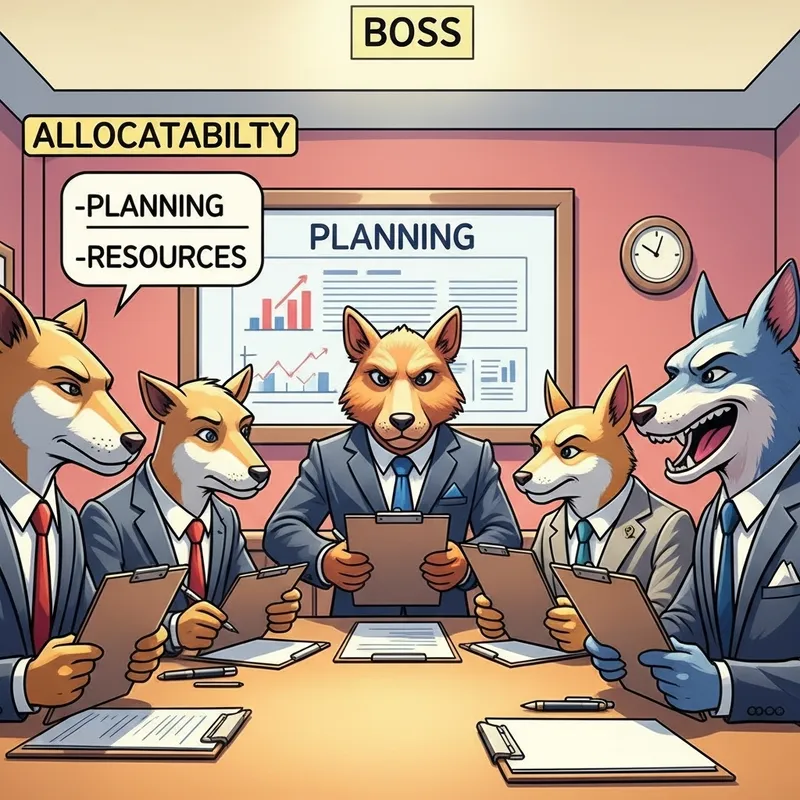 Colorful Cartoon Animals in Business Attire Team Meeting