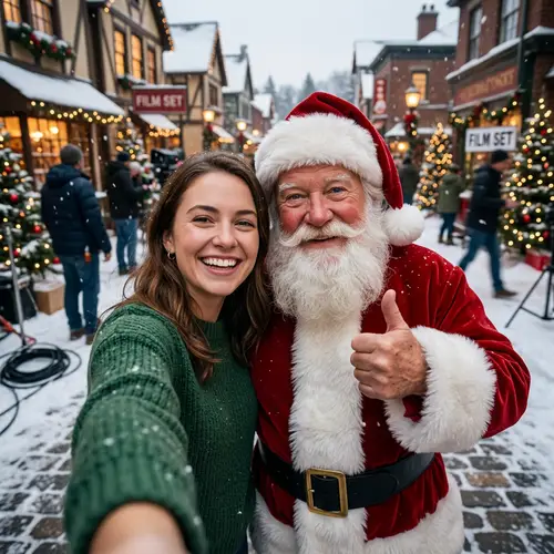 Candid Christmas Selfie with Santa Claus