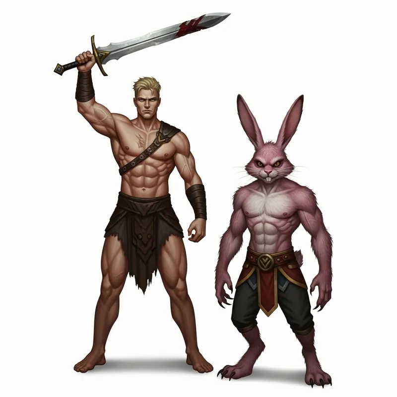 He Man vs Plundor: Epic Fantasy Battle with Muscular Hero and Evil Rabbit