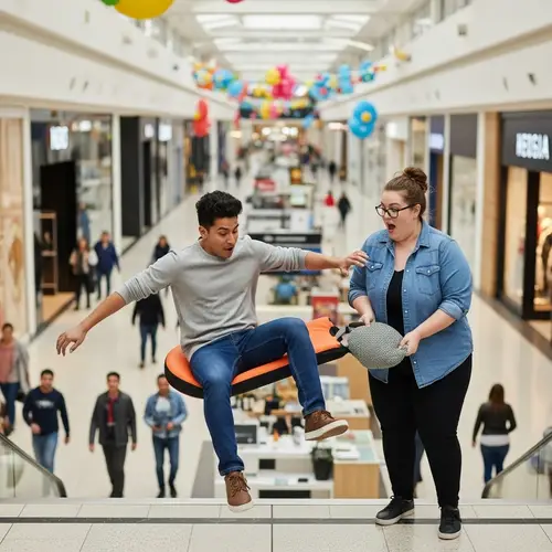 Unusual Encounter in a Shopping Mall: Man Safe After Fall