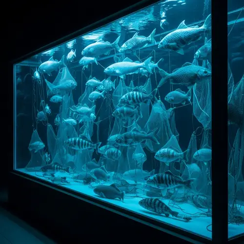 Glowing Netted Fish Showcase: Underwater Bioluminescence
