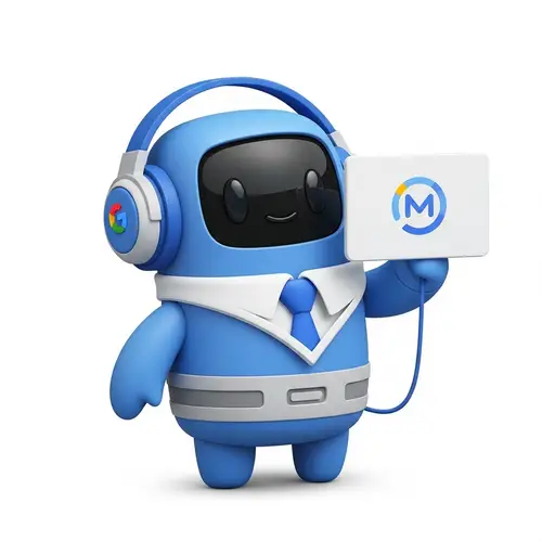 Material Design Mascot: Expert Assistance in Blue & Grey