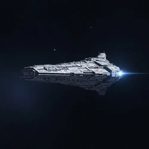 Grand Spaceship in Outer Space | Cyberpunk Style Digital Painting