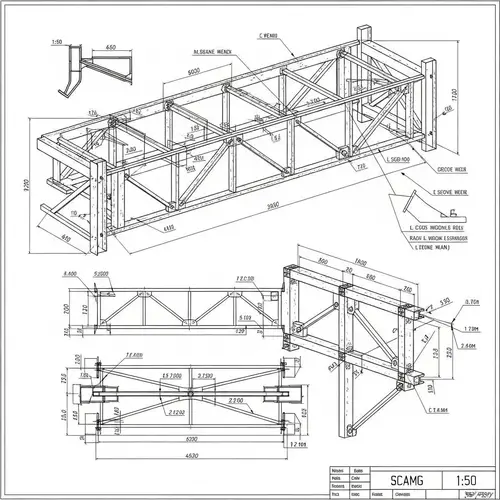 Detailed Steel Structure 2D CAD Drawing