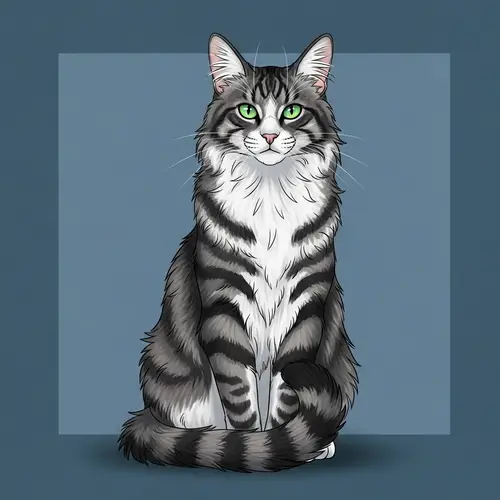 Medium-Sized Feline with Long, Sleek Fur and Green Eyes