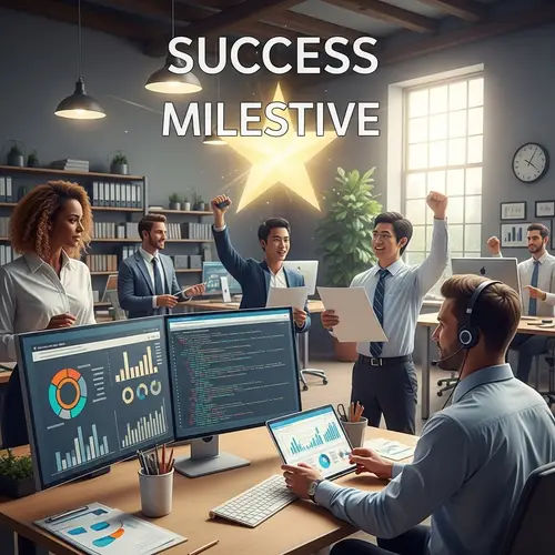 Celebration of Milestone Achievement in Modern Office | Professional Success Illustration
