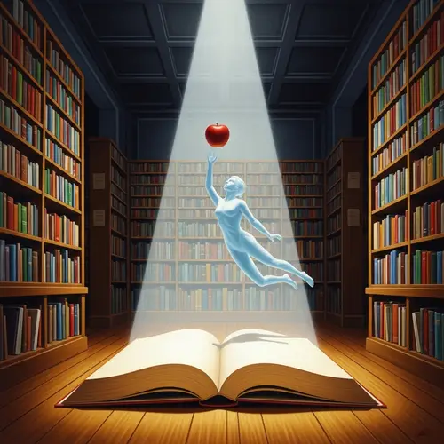 Surreal Oil Painting of Empowering Education Scene