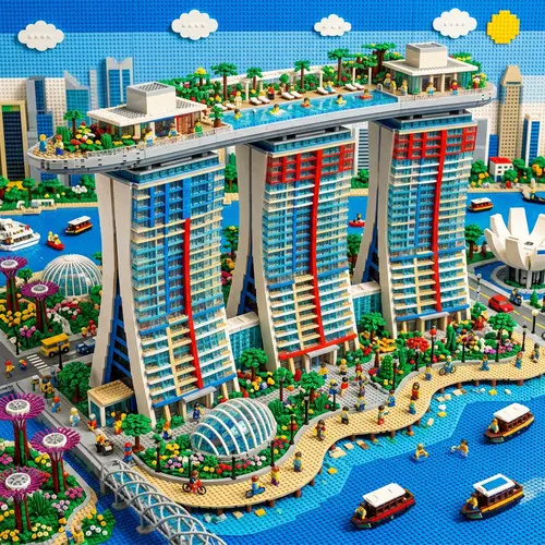 Lego Marina Bay Sands Singapore - Colorful Replica in Lego Bricks