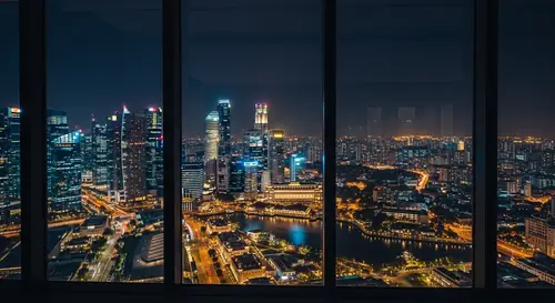 Stunning Singapore Cityscape at Night | Urban Skyscrapers View