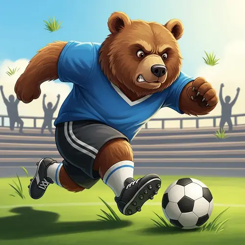 Bear Playing Football: A Dynamic Game Scene